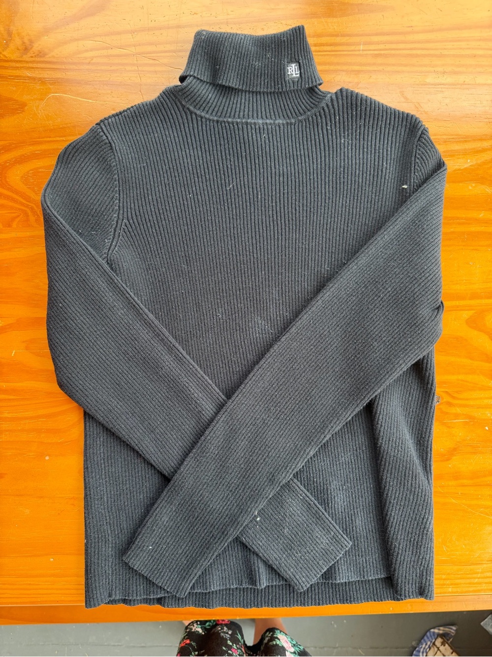 Ralph Lauren Men's Black Ribbed Turtleneck Sweater